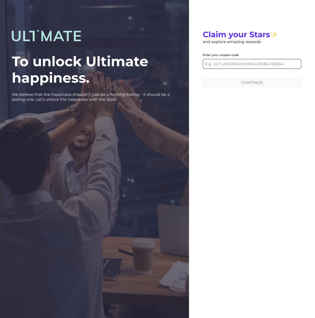 Ultimate Store クーポンコード入力画面