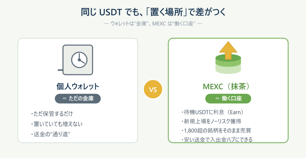 【図1】ウォレット（金庫）とMEXC（働く口座）の対比