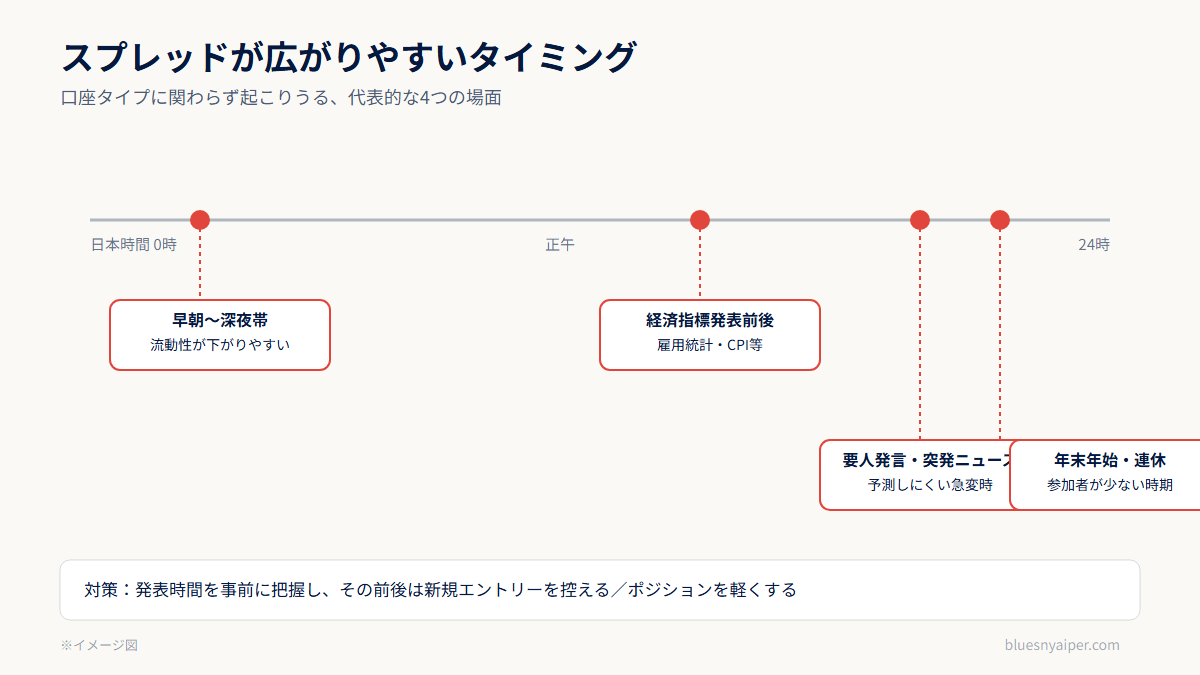 スプレッドと取引手数料でみる実質コストの比較イメージ