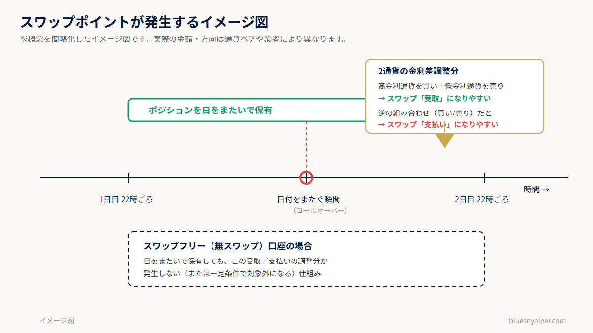スワップポイントが発生する仕組みのイメージ図