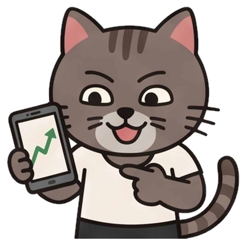 上昇チャートを掲げるぶるすなマスコット