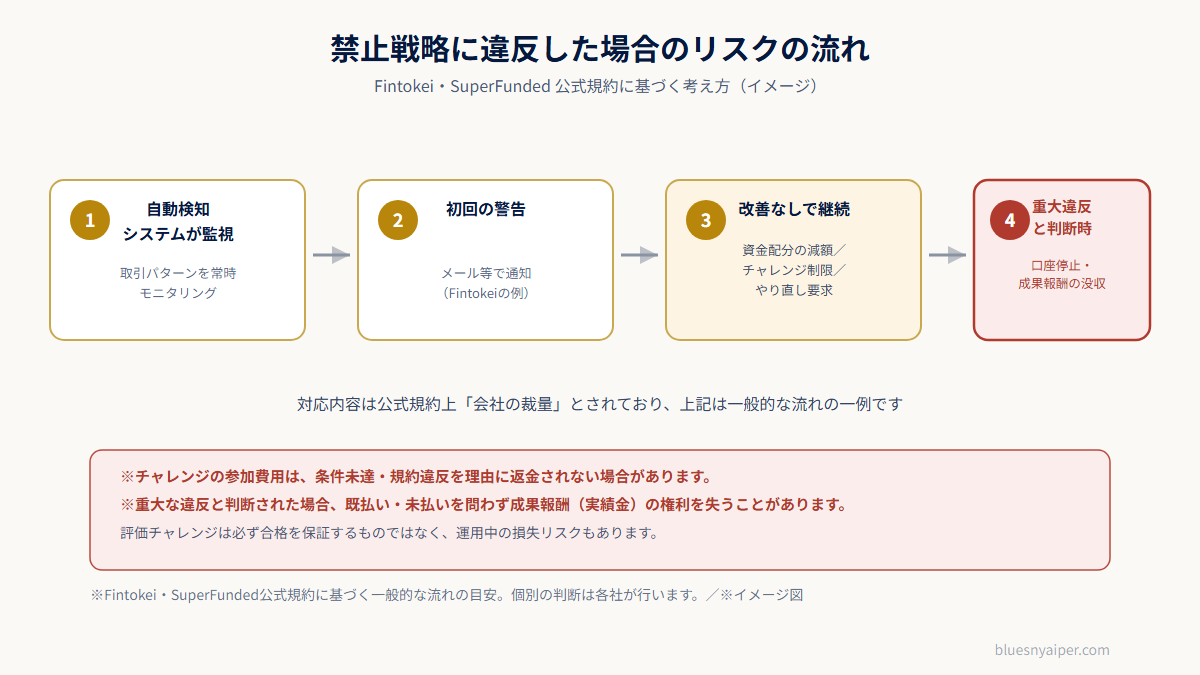 規約違反時のペナルティ段階の流れ図
