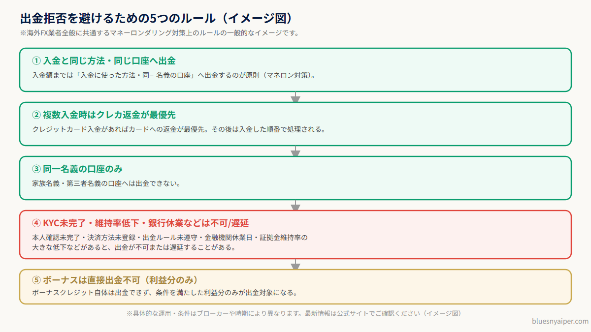 出金拒否を避けるための5つのルール