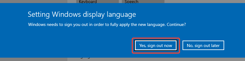 サインアウトの確認でYes, sign out nowを押す