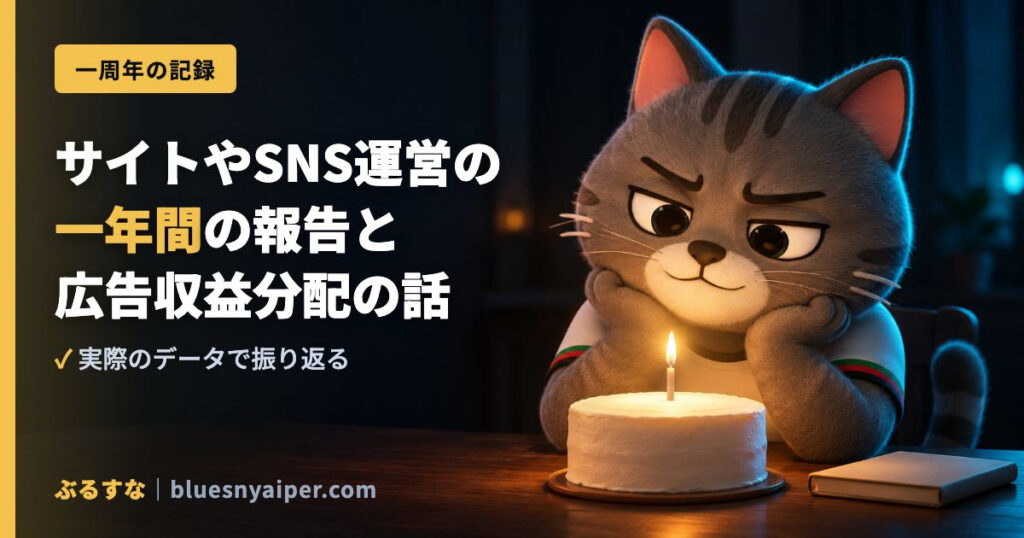 サイトやSNS運営の 一年間の報告と 広告収益分配の話
